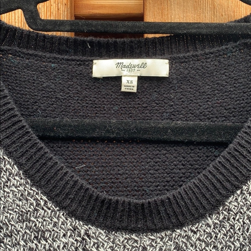 MADEWELL crew neck sweater black white high low - Picture 3 of 12
